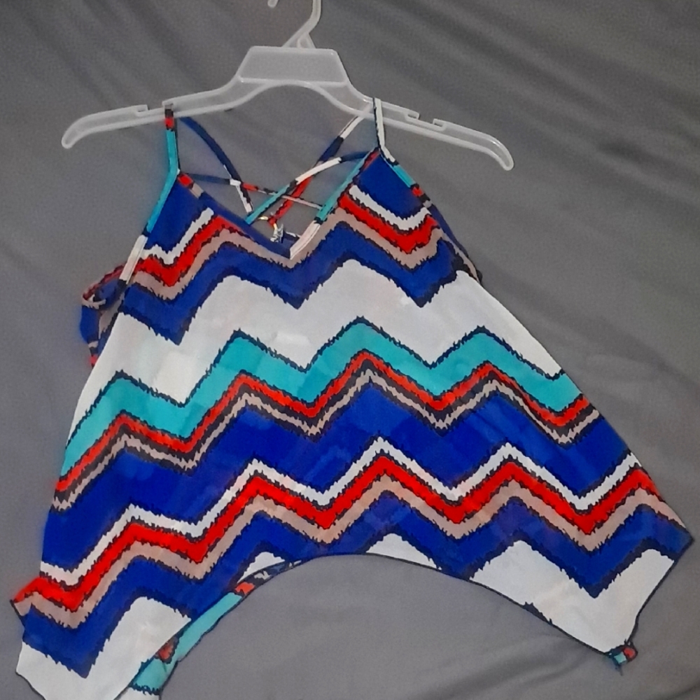 Colorful Chevron Strappy Tank Top